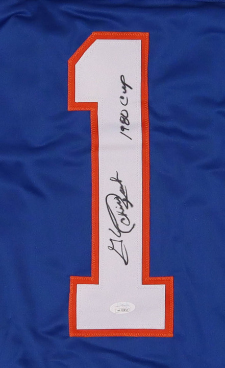 Chico Resch Signed Jersey Inscribed "1980 Cup" (JSA) at PristineAuction.com Chico Resch Signed Jersey Inscribed "1980 Cup" (JSA) at PristineAuction.com