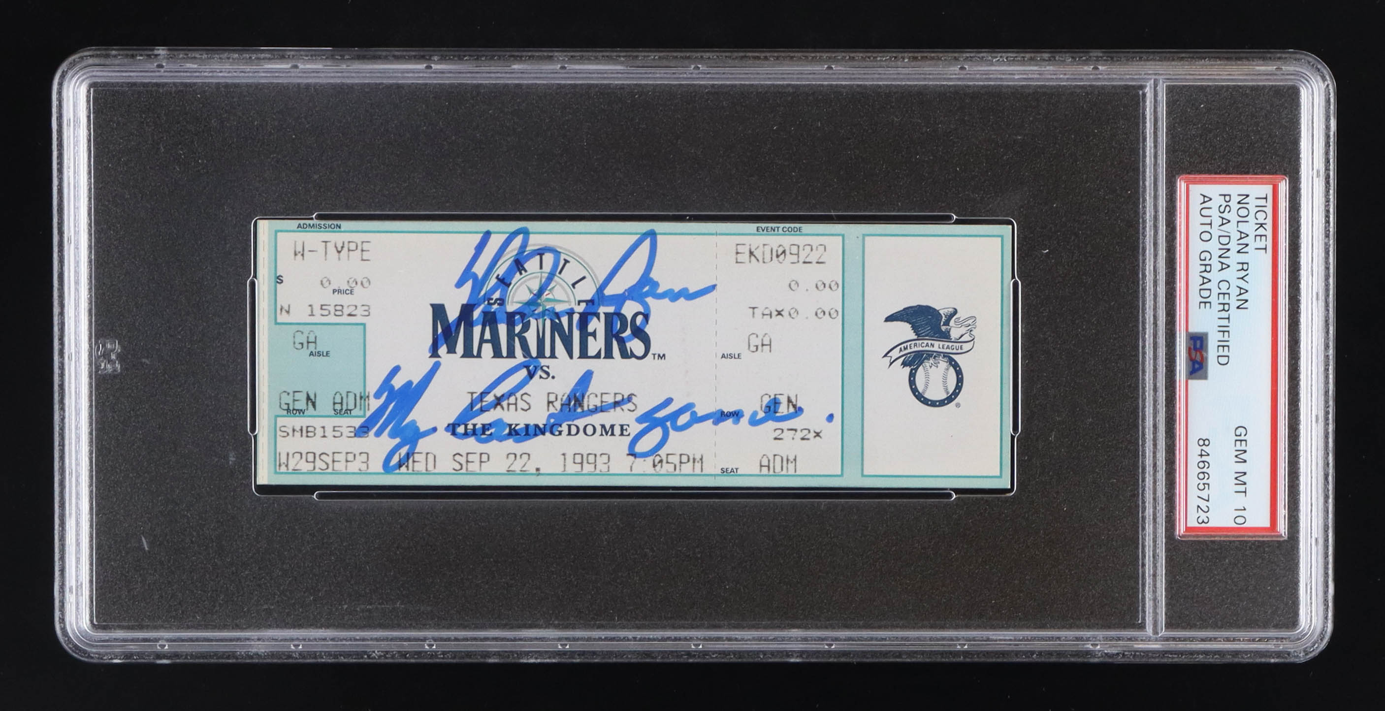 Nolan Ryan Signed 1993 Rangers vs Mariners Original Last Game Played Ticket Inscribed "My Last Game" (PSA) at PristineAuction.com Nolan Ryan Signed 1993 Rangers vs Mariners Original Last Game Played Ticket Inscribed "My Last Game" (PSA) at PristineAuction.com