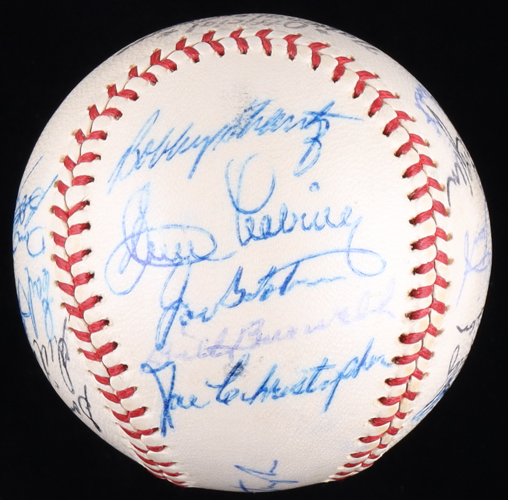 ONL Baseball Team-Signed by (21) of the 1961 Pittsburgh Pirates with Bob Friend, Don Leppert, Earl Francis, Dick Schofield (Beckett) at PristineAuction.com ONL Baseball Team-Signed by (21) of the 1961 Pittsburgh Pirates with Bob Friend, Don Leppert, Earl Francis, Dick Schofield (Beckett) at PristineAuction.com