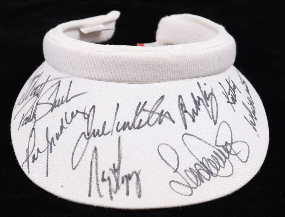 LPGA Visor Multi-Signed by (8) with Amy Alcott, Laura Davies, Kathy Whitworth (JSA) at PristineAuction.com LPGA Visor Multi-Signed by (8) with Amy Alcott, Laura Davies, Kathy Whitworth (JSA) at PristineAuction.com