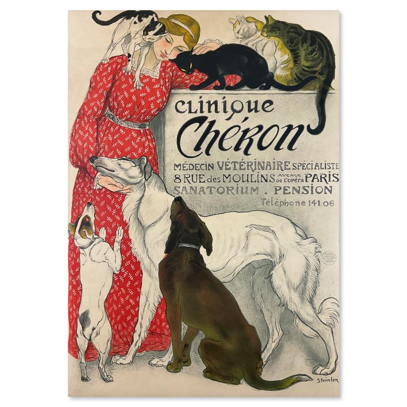 "Clinique Cheron" 40x58 Vintage Style Lithograph with Plate Signature by Theophile Steinlen at PristineAuction.com "Clinique Cheron" 40x58 Vintage Style Lithograph with Plate Signature by Theophile Steinlen at PristineAuction.com