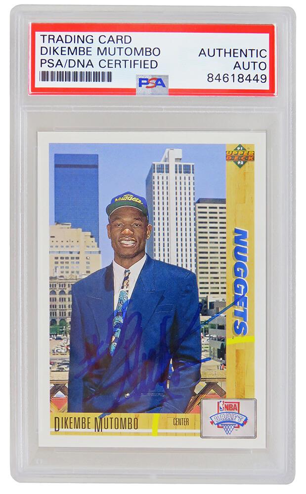 Dikembe Mutombo Signed 1991-92 Upper Deck #3 RC (PSA) at PristineAuction.com Dikembe Mutombo Signed 1991-92 Upper Deck #3 RC (PSA) at PristineAuction.com