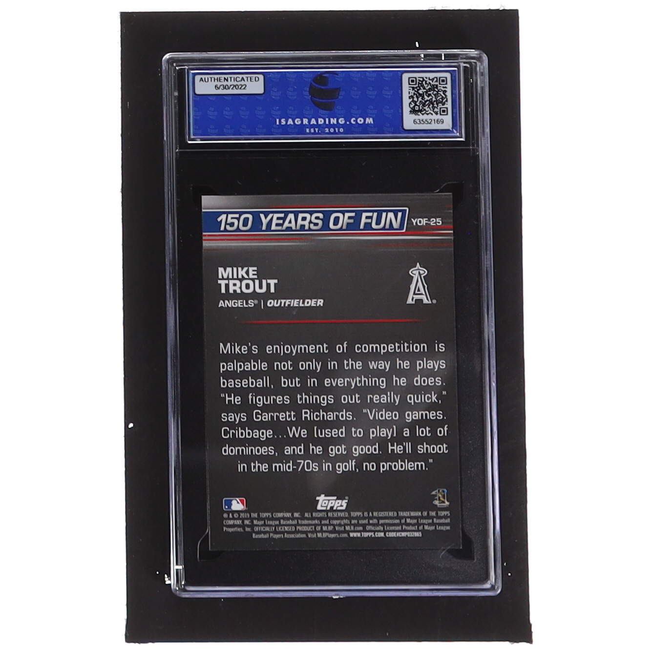 Mike Trout 2019 Topps Opening Day 150 Years of Fun #YOF25 (ISA 10) at PristineAuction.com Mike Trout 2019 Topps Opening Day 150 Years of Fun #YOF25 (ISA 10) at PristineAuction.com