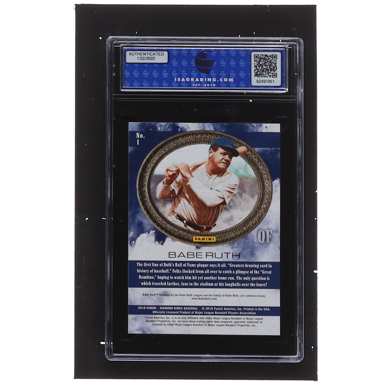 Babe Ruth 2018 Diamond Kings #1 (ISA 10) at PristineAuction.com Babe Ruth 2018 Diamond Kings #1 (ISA 10) at PristineAuction.com