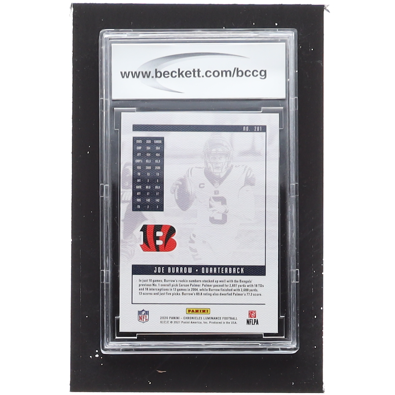 Joe Burrow 2020 Panini Luminance #201 RC (BCCG 10) at PristineAuction.com Joe Burrow 2020 Panini Luminance #201 RC (BCCG 10) at PristineAuction.com