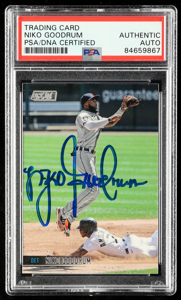 Niko Goodrum Signed 2021 Stadium Club #68 (PSA) at PristineAuction.com Niko Goodrum Signed 2021 Stadium Club #68 (PSA) at PristineAuction.com