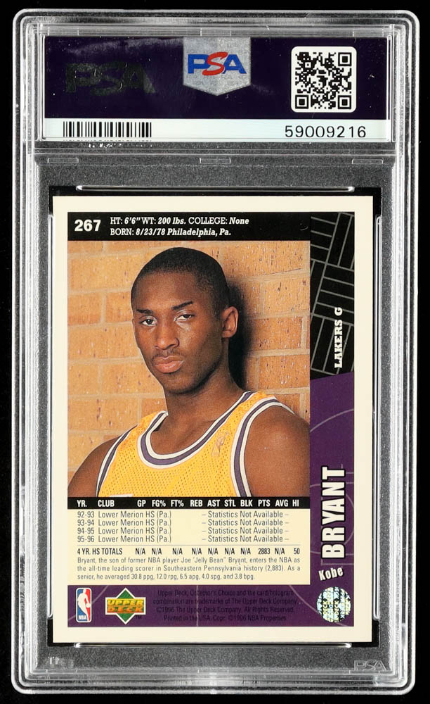 Kobe Bryant 1996-97 Collector's Choice #267 RC (PSA 10) at PristineAuction.com Kobe Bryant 1996-97 Collector's Choice #267 RC (PSA 10) at PristineAuction.com