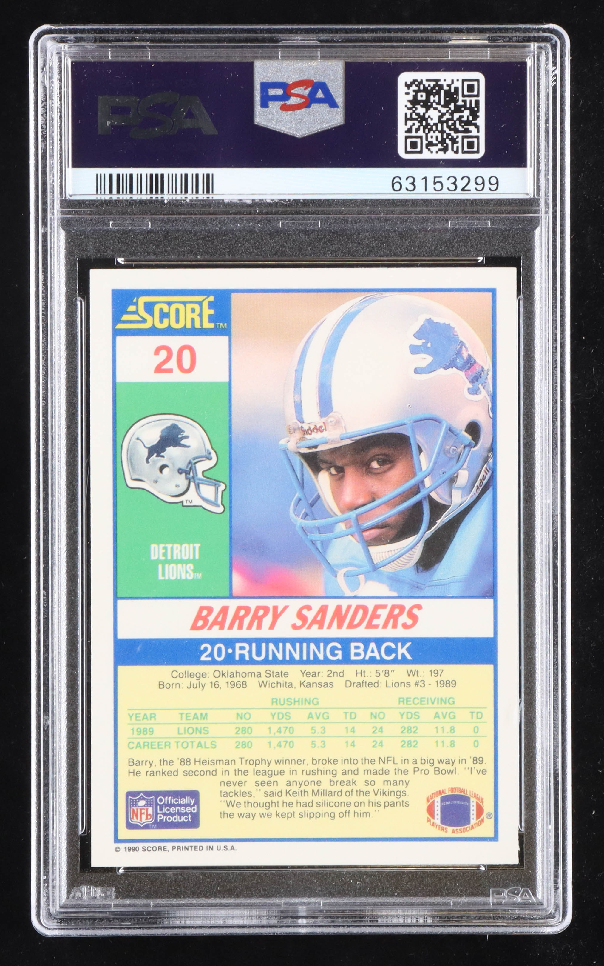 Barry Sanders 1990 Score #20 (PSA 10) at PristineAuction.com Barry Sanders 1990 Score #20 (PSA 10) at PristineAuction.com