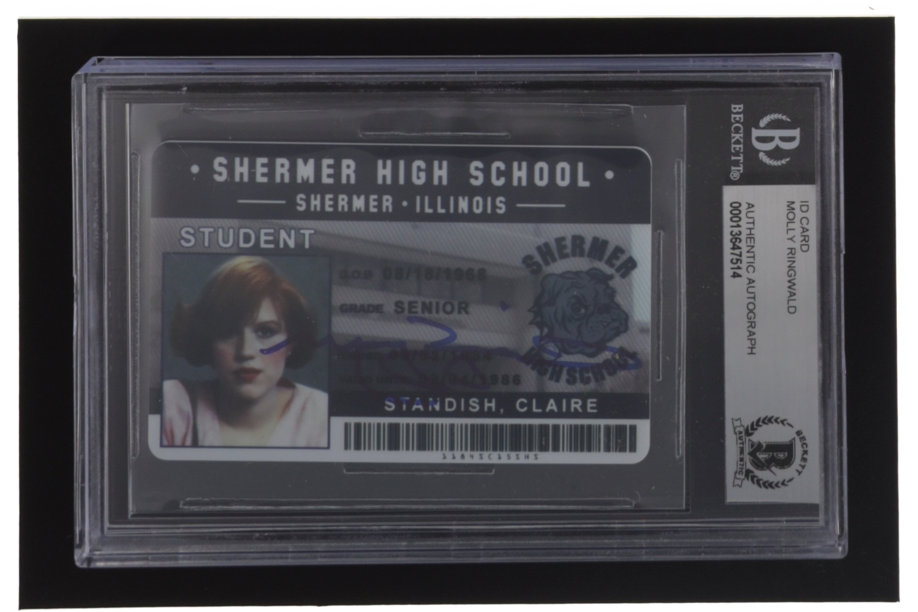 Molly Ringwald Signed "The Breakfast Club" Shermer High School ID Card ...
