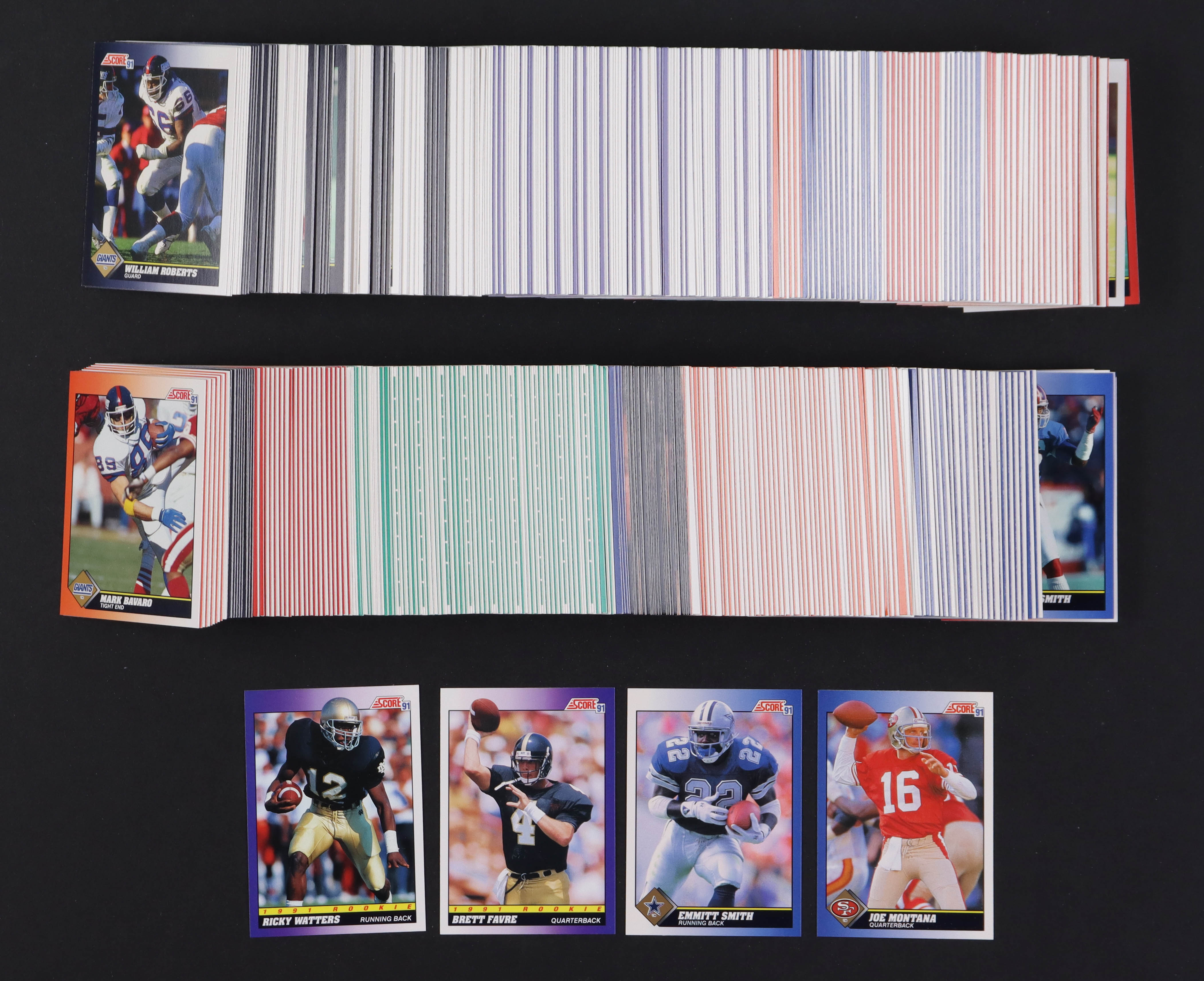 1991 Score Football Complete Set of (690) Cards with Brett Favre #611 RC, Emmitt Smith #15, Ricky Watters #575 RC, Joe Montana #1, Barry Sanders #20 at PristineAuction.com 1991 Score Football Complete Set of (690) Cards with Brett Favre #611 RC, Emmitt Smith #15, Ricky Watters #575 RC, Joe Montana #1, Barry Sanders #20 at PristineAuction.com