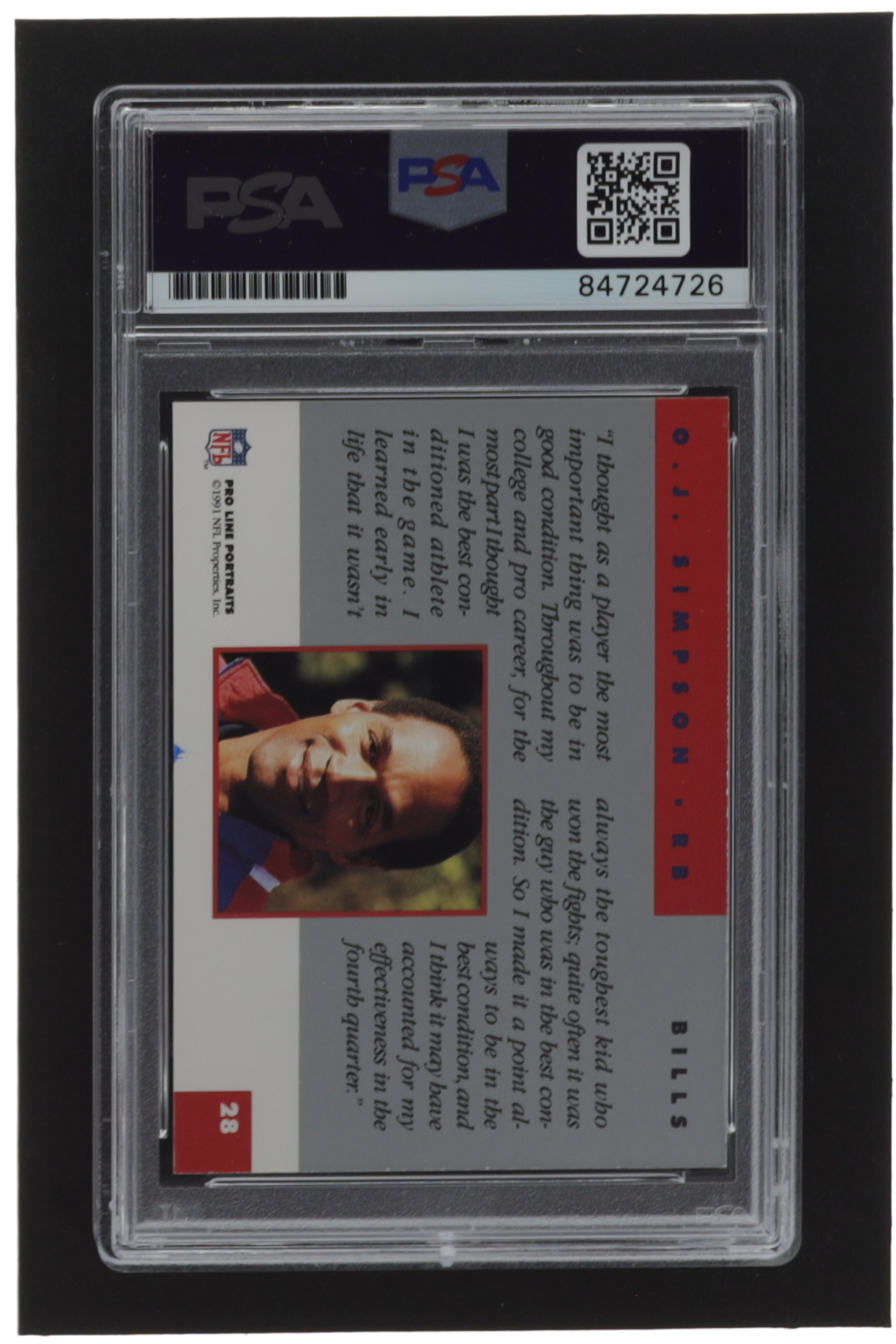 O.J. Simpson Signed 1991 Pro Line Portraits #28 RET (PSA) at PristineAuction.com O.J. Simpson Signed 1991 Pro Line Portraits #28 RET (PSA) at PristineAuction.com