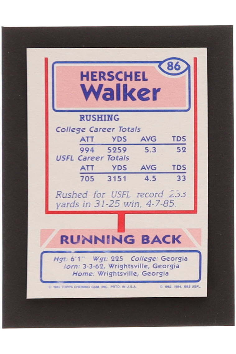 Herschel Walker 1985 Topps USFL #86 RC at PristineAuction.com Herschel Walker 1985 Topps USFL #86 RC at PristineAuction.com