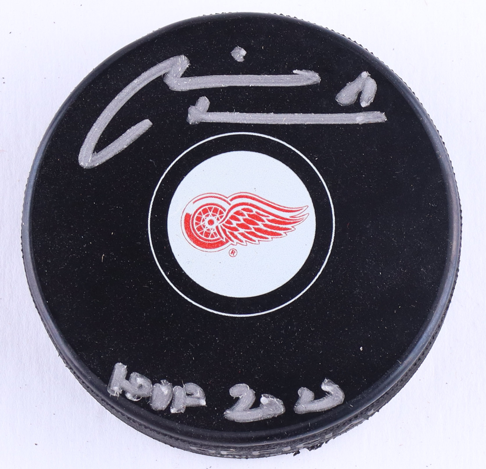 Marian Hossa Signed Red Wings Logo Hockey Puck Inscribed "HOF 2020" (Schwartz) at PristineAuction.com Marian Hossa Signed Red Wings Logo Hockey Puck Inscribed "HOF 2020" (Schwartz) at PristineAuction.com