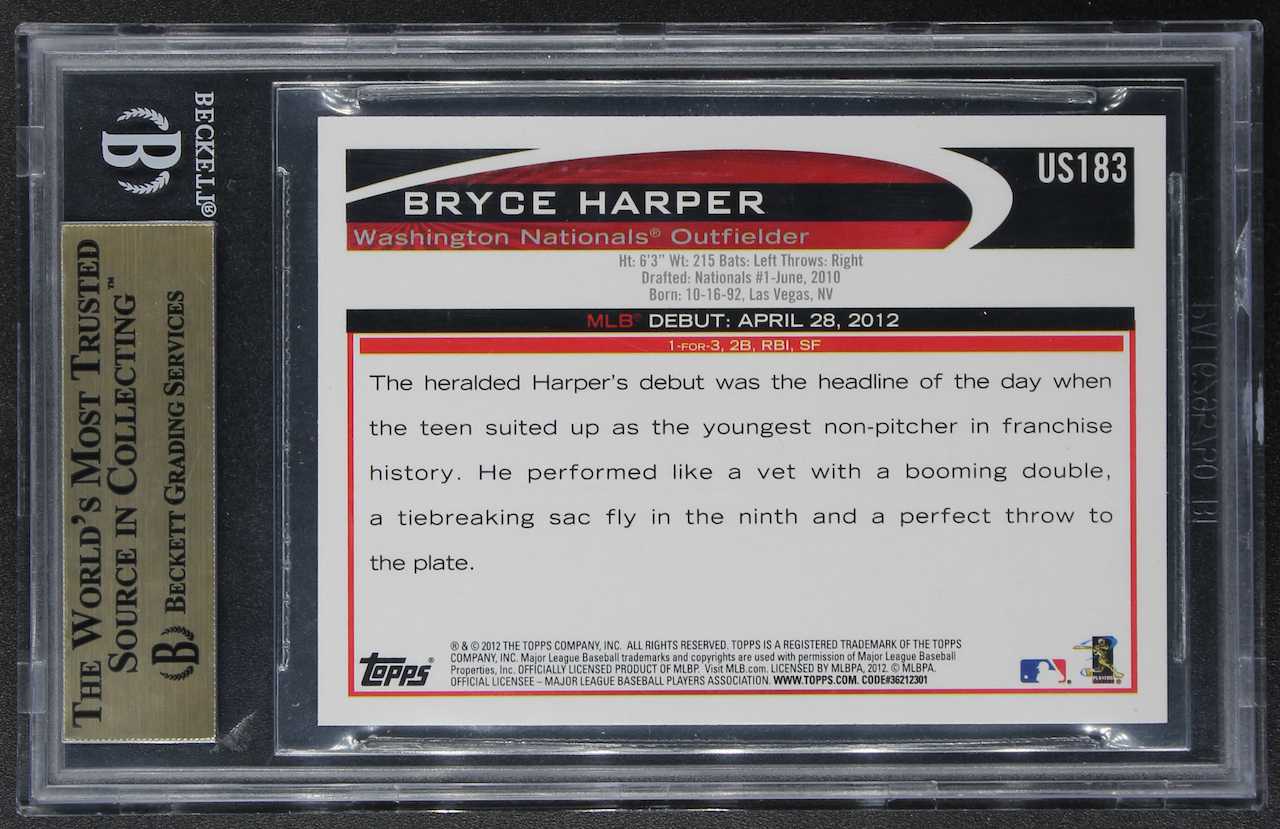 Bryce Harper 2012 Topps Update #US183 RC (BGS 9.5) at PristineAuction.com Bryce Harper 2012 Topps Update #US183 RC (BGS 9.5) at PristineAuction.com