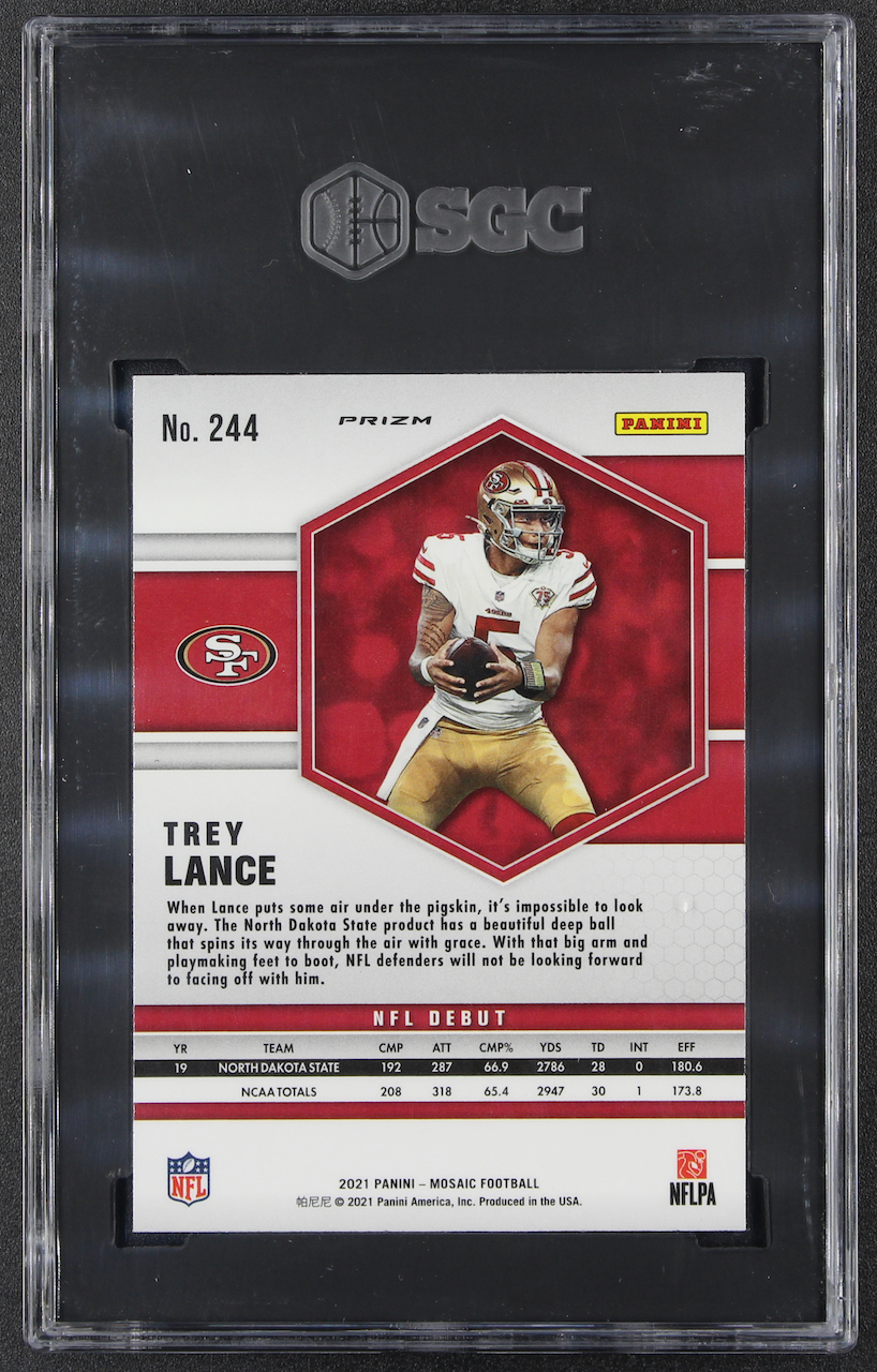 Trey Lance 2021 Panini Mosaic Mosaic #244 DEB RC (SGC 9) at PristineAuction.com Trey Lance 2021 Panini Mosaic Mosaic #244 DEB RC (SGC 9) at PristineAuction.com