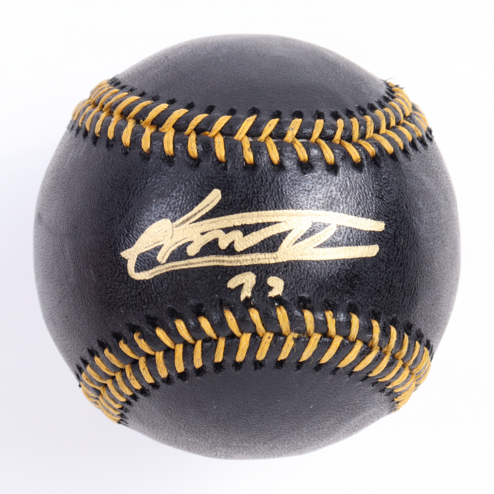 Vladimir Guerrero Jr. Signed Black Leather OML Baseball (JSA & Guerrero