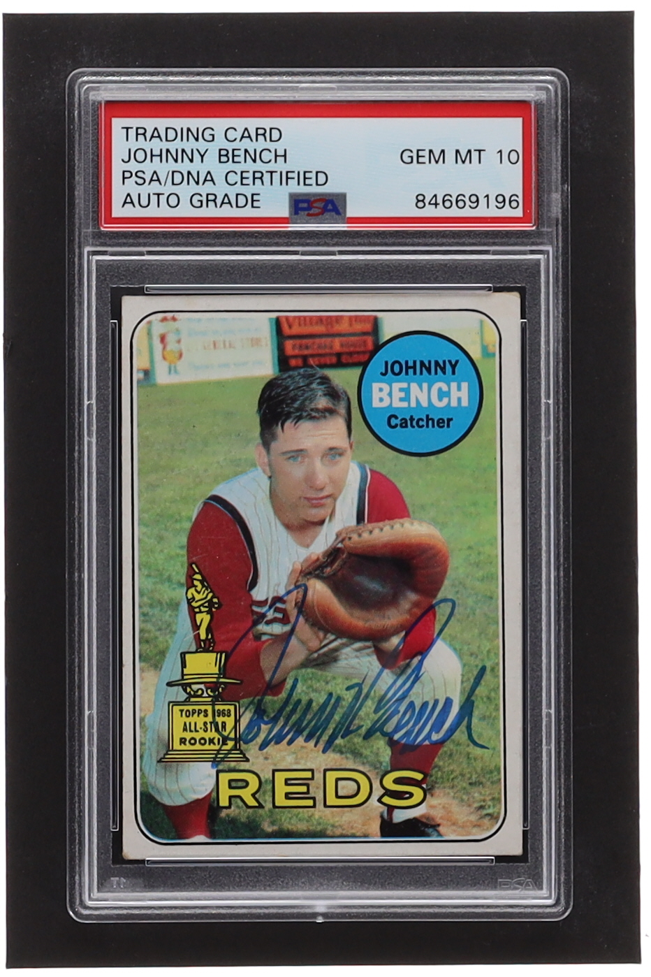 Johnny Bench Signed 1969 Topps #95 (PSA) at PristineAuction.com Johnny Bench Signed 1969 Topps #95 (PSA) at PristineAuction.com