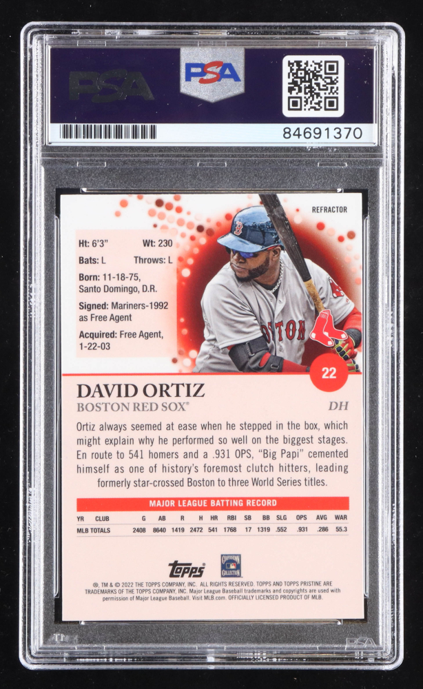 David Ortiz Signed 2022 Topps Pristine Pristine Refractors #22 