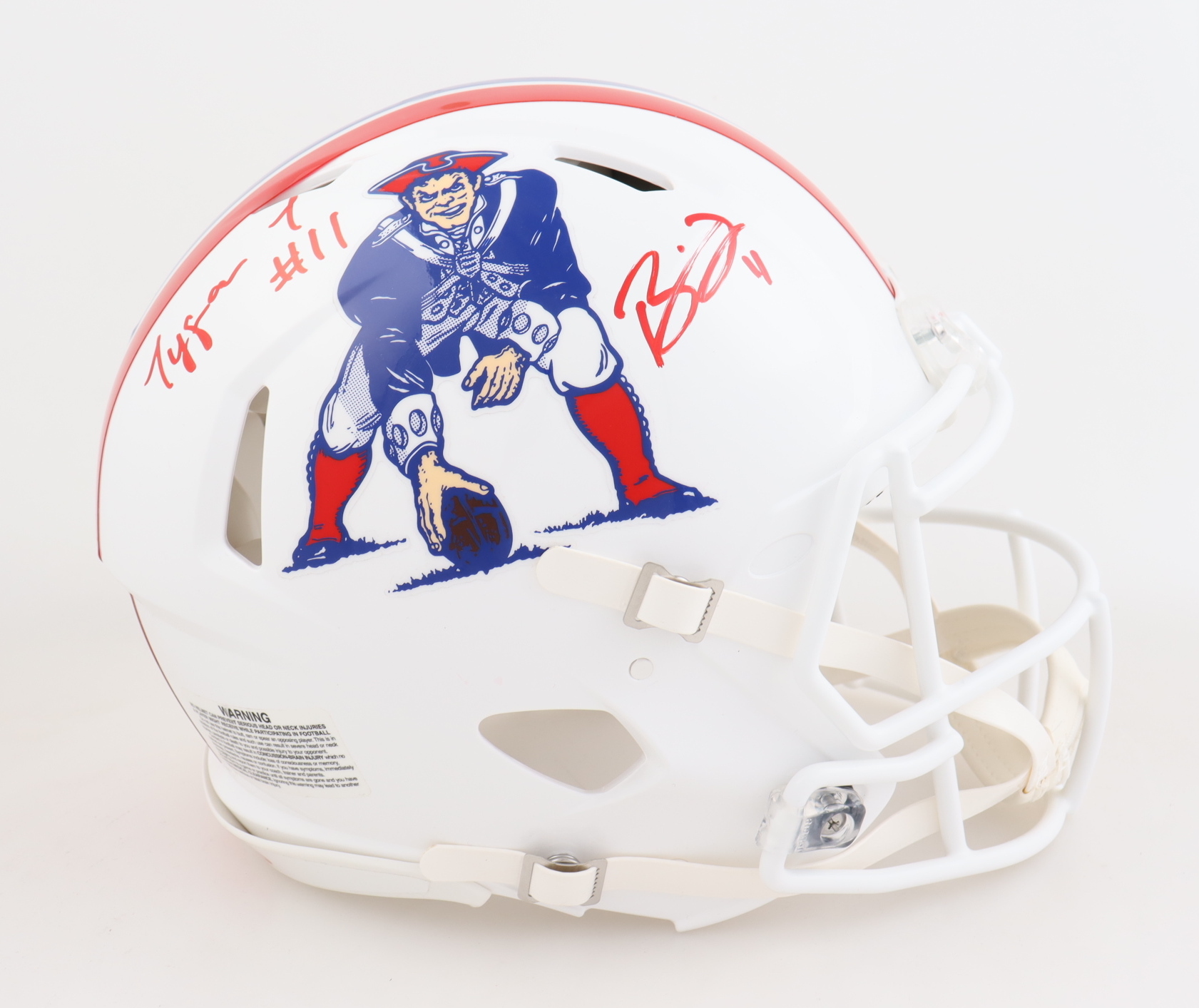 Bailey Zappe & Tyquan Thornton Signed Patriots Full-Size Authentic On-Field Speed Helmet (JSA) at PristineAuction.com Bailey Zappe & Tyquan Thornton Signed Patriots Full-Size Authentic On-Field Speed Helmet (JSA) at PristineAuction.com
