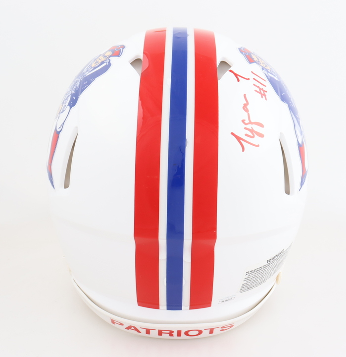 Bailey Zappe & Tyquan Thornton Signed Patriots Full-Size Authentic On-Field Speed Helmet (JSA) at PristineAuction.com Bailey Zappe & Tyquan Thornton Signed Patriots Full-Size Authentic On-Field Speed Helmet (JSA) at PristineAuction.com
