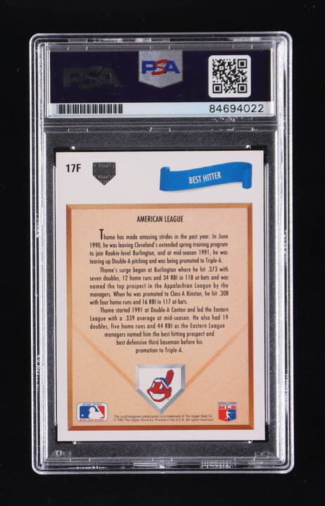 Jim Thome Signed 1991 Upper Deck Final Edition #17F RC (PSA) at PristineAuction.com Jim Thome Signed 1991 Upper Deck Final Edition #17F RC (PSA) at PristineAuction.com