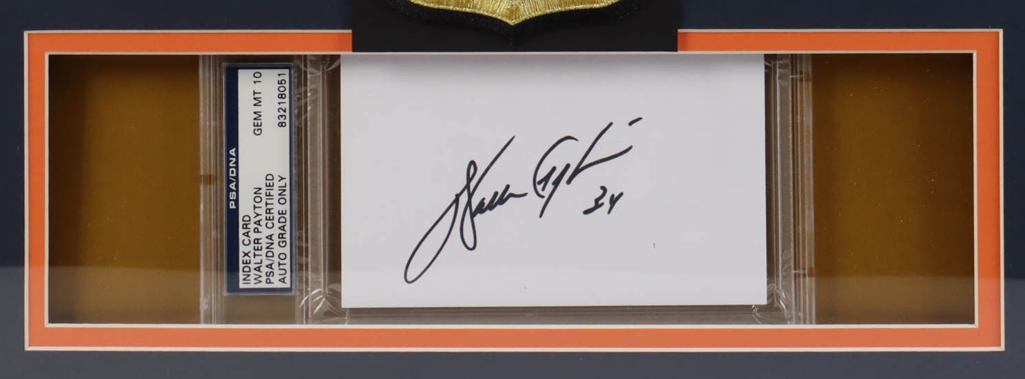 Walter Payton Signed Bears Custom Framed Cut Display with Jersey & HOF Patch (PSA) at PristineAuction.com Walter Payton Signed Bears Custom Framed Cut Display with Jersey & HOF Patch (PSA) at PristineAuction.com