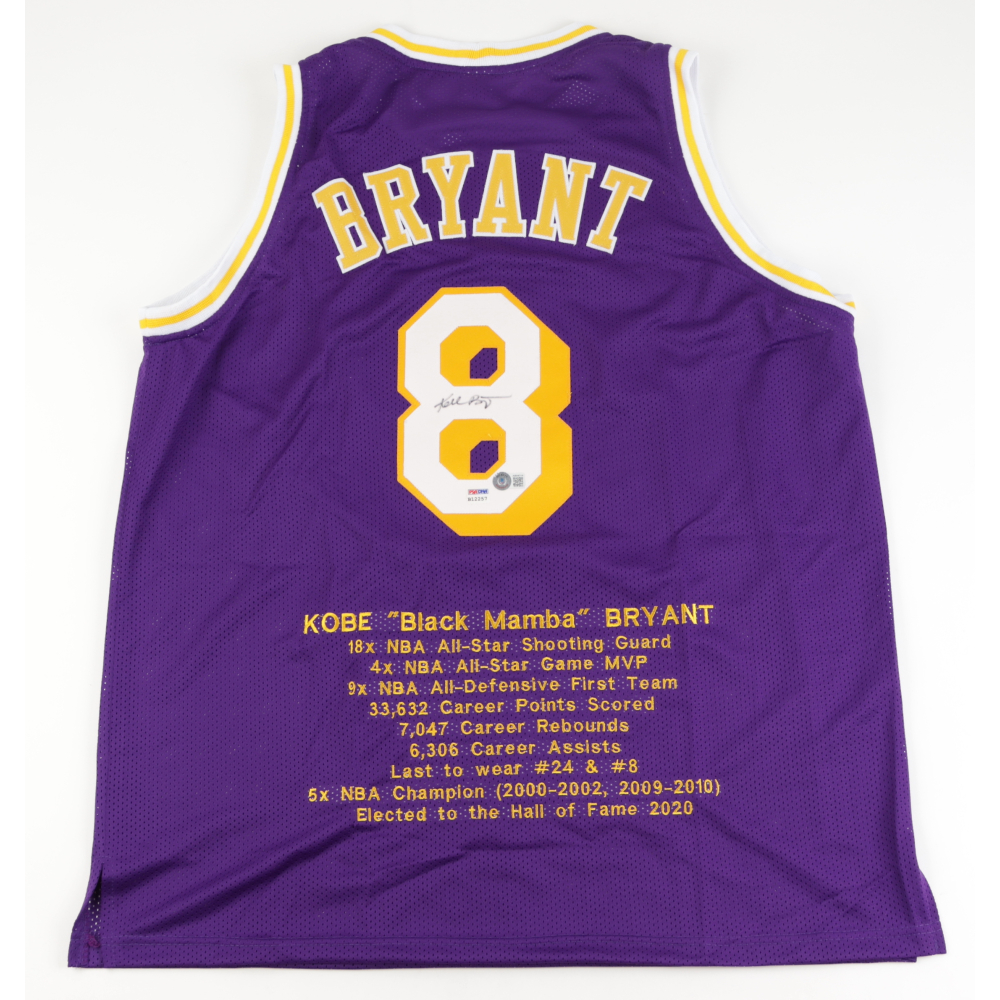 Kobe Bryant Signed Career Highlight Stat Jersey (Beckett & PSA