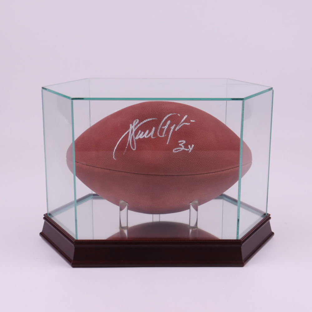 Walter Payton Signed NFL Football with Glass Display Case (Steiner
