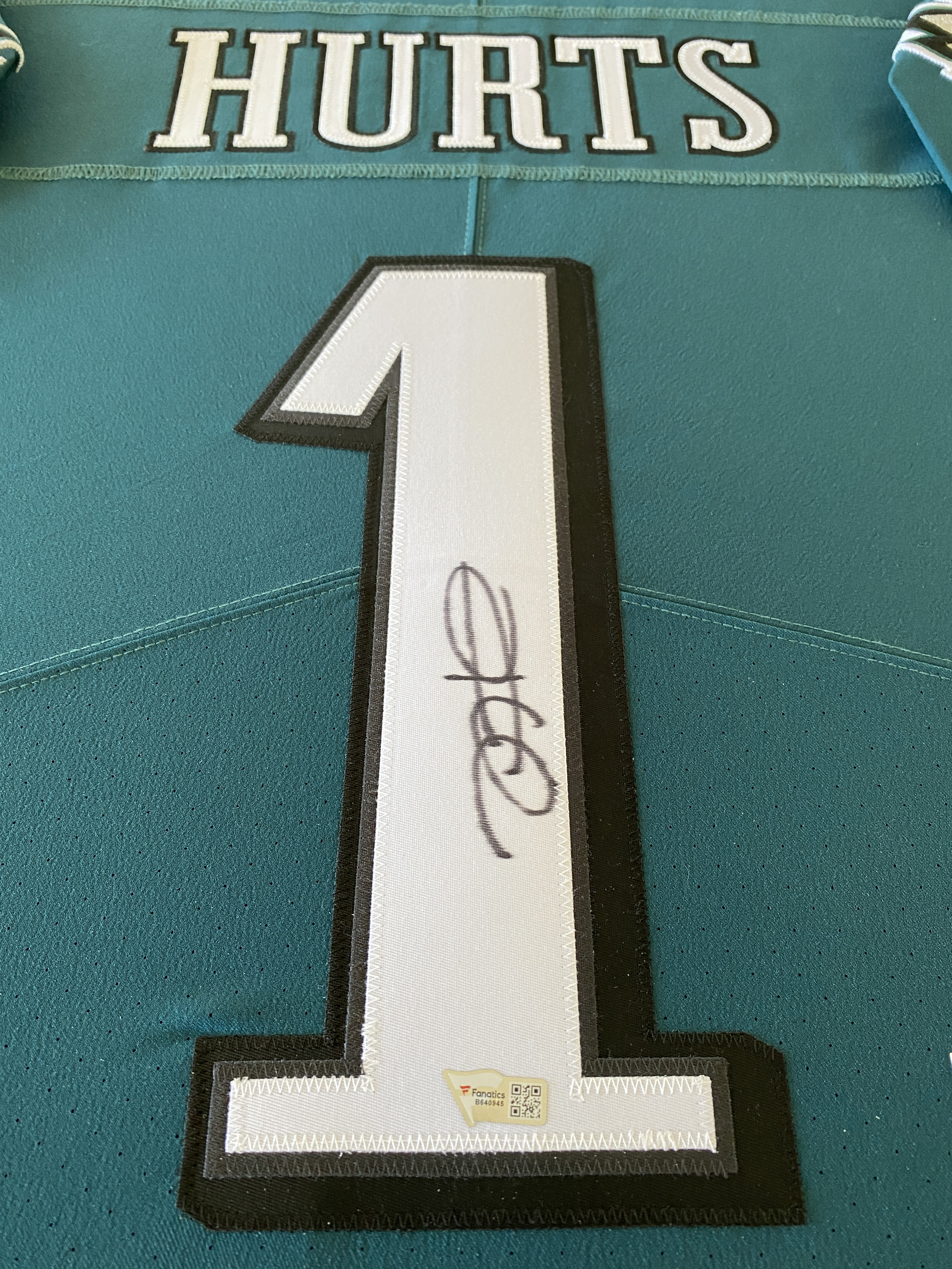 Jalen Hurts Signed Eagles Custom Framed Jersey Display with LED Backlit Display (Fanatics) at PristineAuction.com Jalen Hurts Signed Eagles Custom Framed Jersey Display with LED Backlit Display (Fanatics) at PristineAuction.com