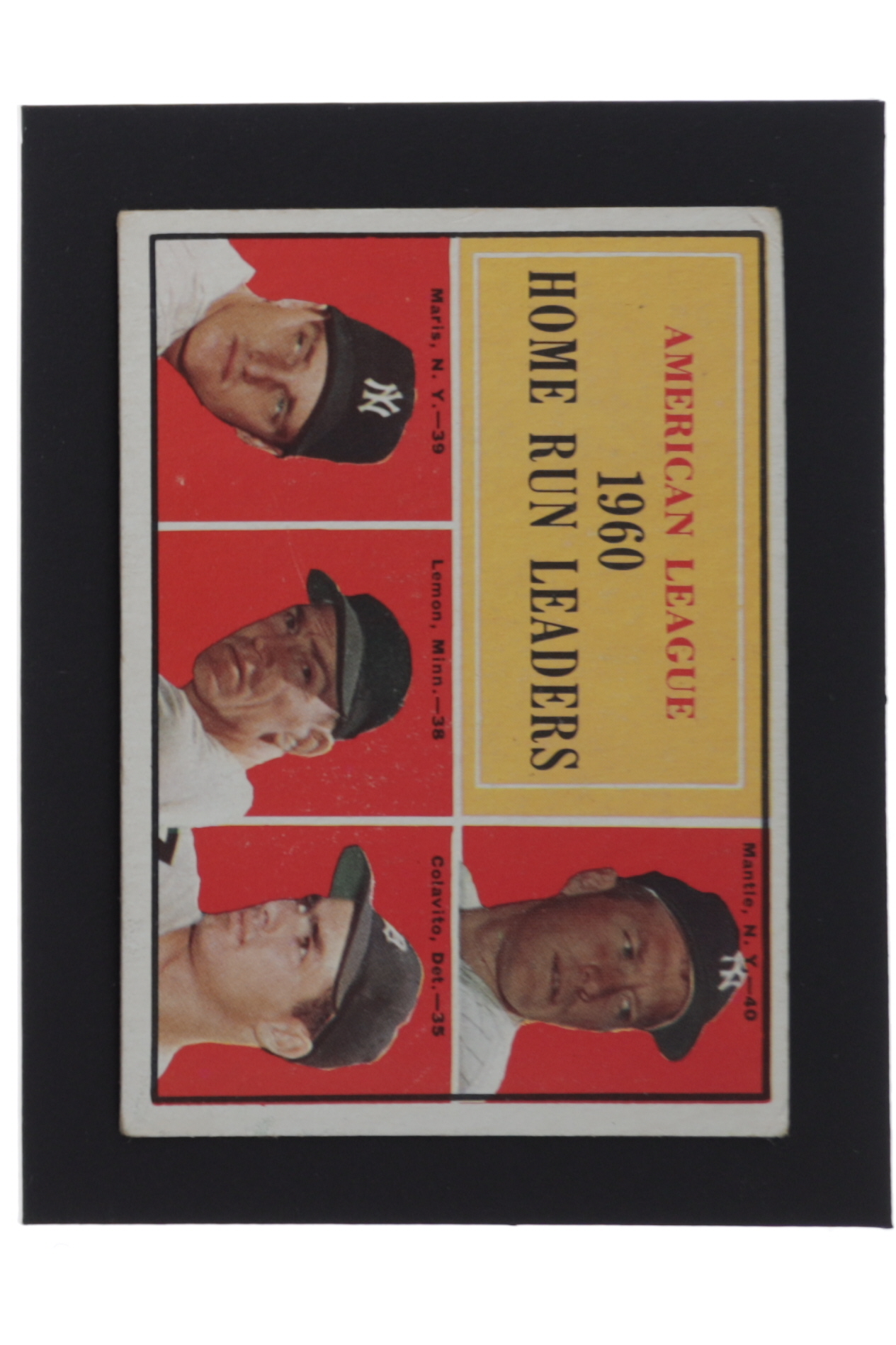 Mickey Mantle / Roger Maris / Jim Lemon / Rocky Colavito 1961 Topps #44 AL Home Run Leaders at PristineAuction.com Mickey Mantle / Roger Maris / Jim Lemon / Rocky Colavito 1961 Topps #44 AL Home Run Leaders at PristineAuction.com