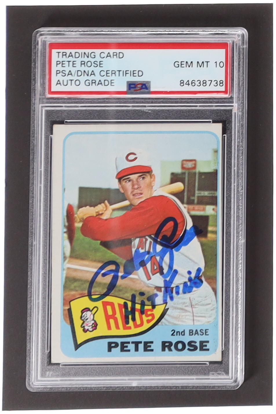 Pete Rose Signed 1965 Topps #207 Inscribed "Hit King" (PSA) at PristineAuction.com Pete Rose Signed 1965 Topps #207 Inscribed "Hit King" (PSA) at PristineAuction.com