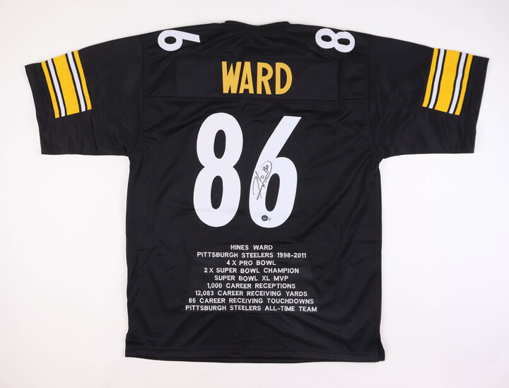 Hines Ward Signed Career Highlight Stat Jersey (Beckett) at PristineAuction.com Hines Ward Signed Career Highlight Stat Jersey (Beckett) at PristineAuction.com
