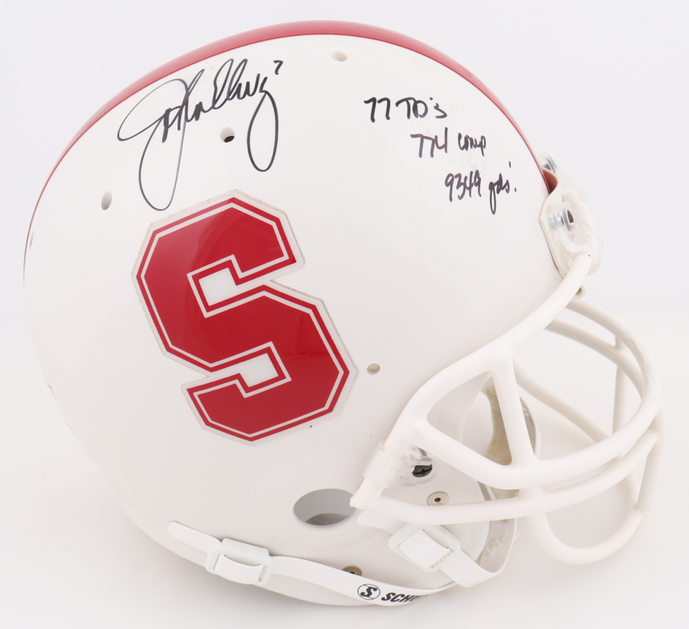 John Elway Signed Stanford Cardinal LE Full-Size Helmet with (3) Career Stat Inscriptions (Mounted Memories) at PristineAuction.com John Elway Signed Stanford Cardinal LE Full-Size Helmet with (3) Career Stat Inscriptions (Mounted Memories) at PristineAuction.com