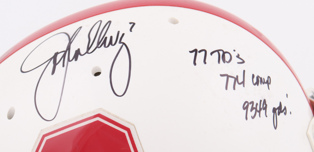 John Elway Signed Stanford Cardinal LE Full-Size Helmet with (3) Career Stat Inscriptions (Mounted Memories) at PristineAuction.com John Elway Signed Stanford Cardinal LE Full-Size Helmet with (3) Career Stat Inscriptions (Mounted Memories) at PristineAuction.com