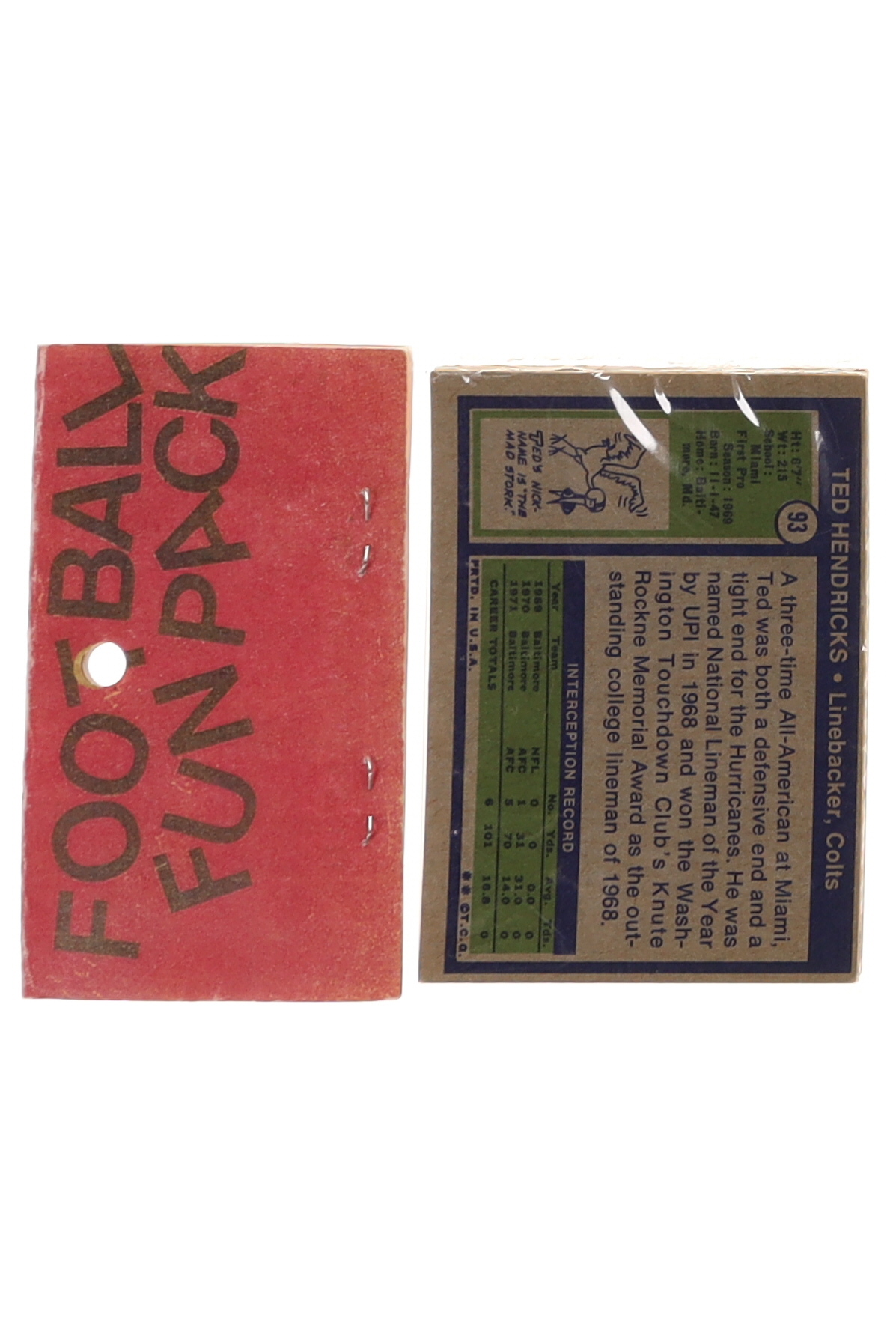 1972 Topps Football Card Fun Pack with (10) Cards at PristineAuction.com 1972 Topps Football Card Fun Pack with (10) Cards at PristineAuction.com