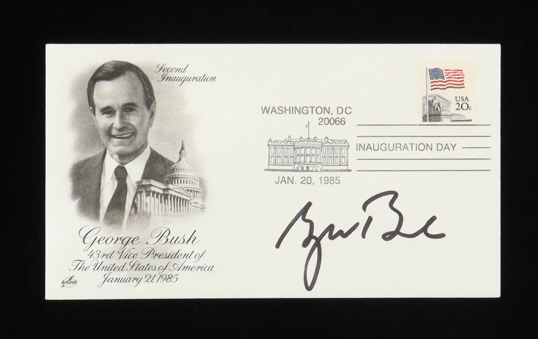 George W. Bush Signed 1985 Inauguration Day Artcraft FDC Envelope (JSA) at PristineAuction.com George W. Bush Signed 1985 Inauguration Day Artcraft FDC Envelope (JSA) at PristineAuction.com