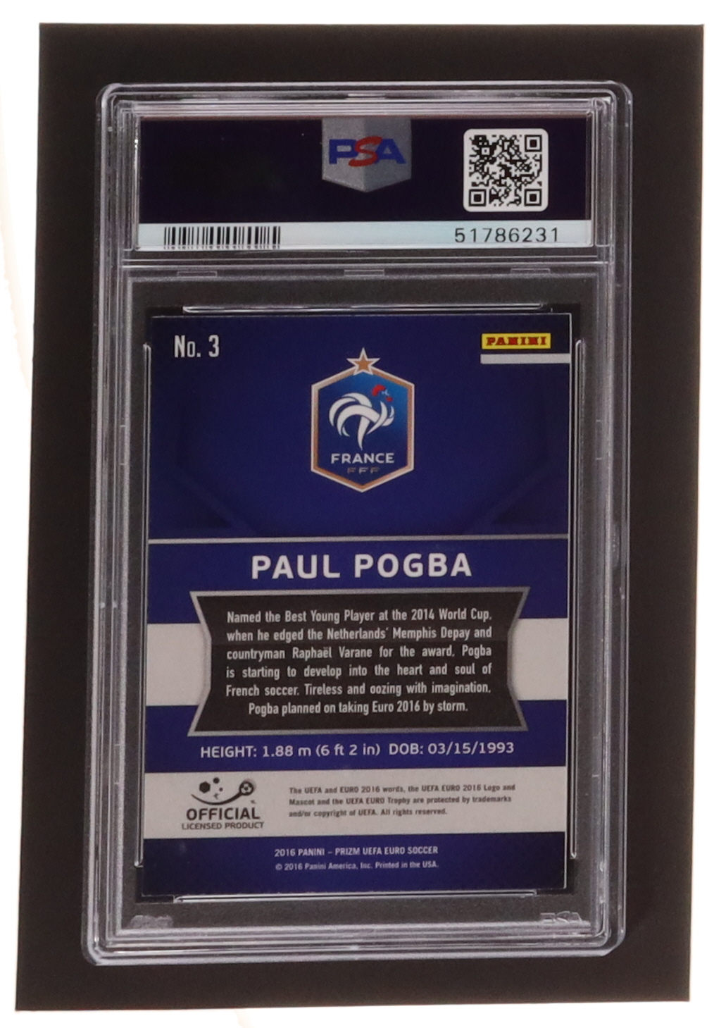 Paul Pogba 2016 Panini Prizm UEFA Euro '16 #3 (PSA 10) at PristineAuction.com Paul Pogba 2016 Panini Prizm UEFA Euro '16 #3 (PSA 10) at PristineAuction.com