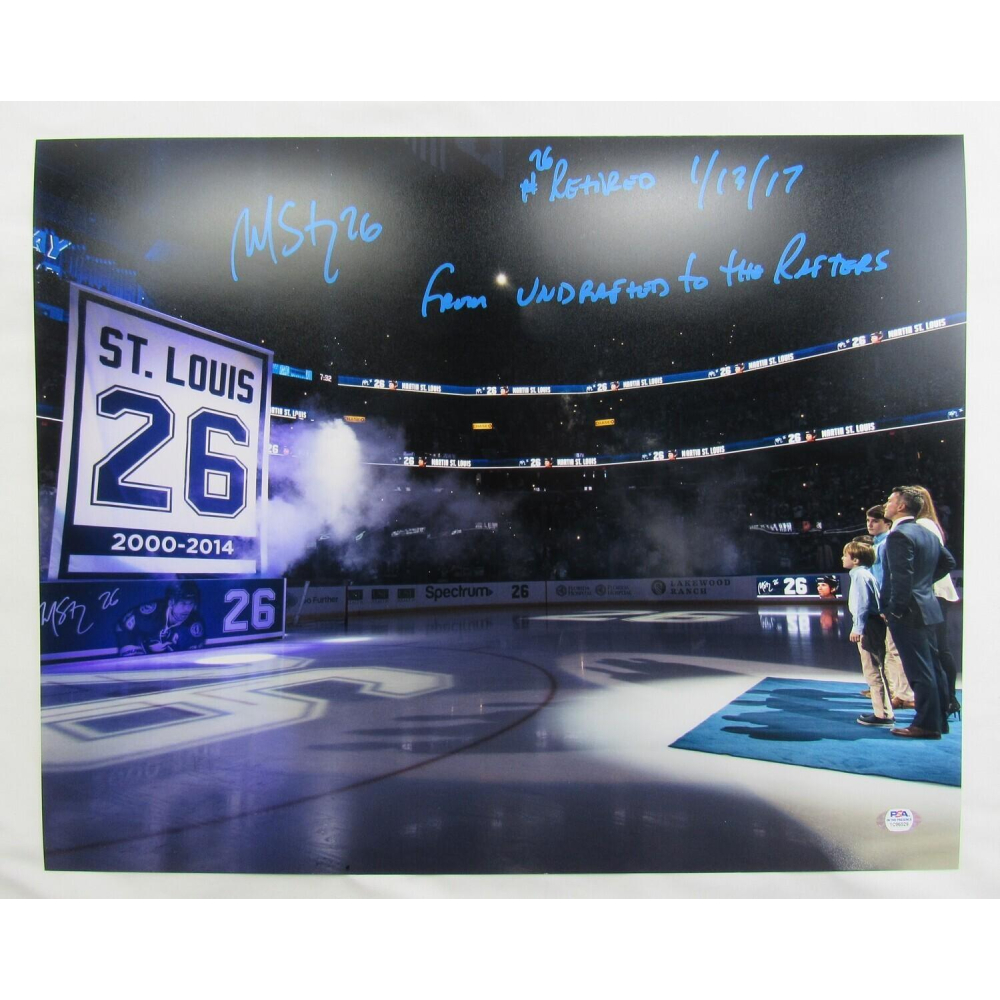 Martin St Louis Signed Lightning 16x20 Photo Inscribed 