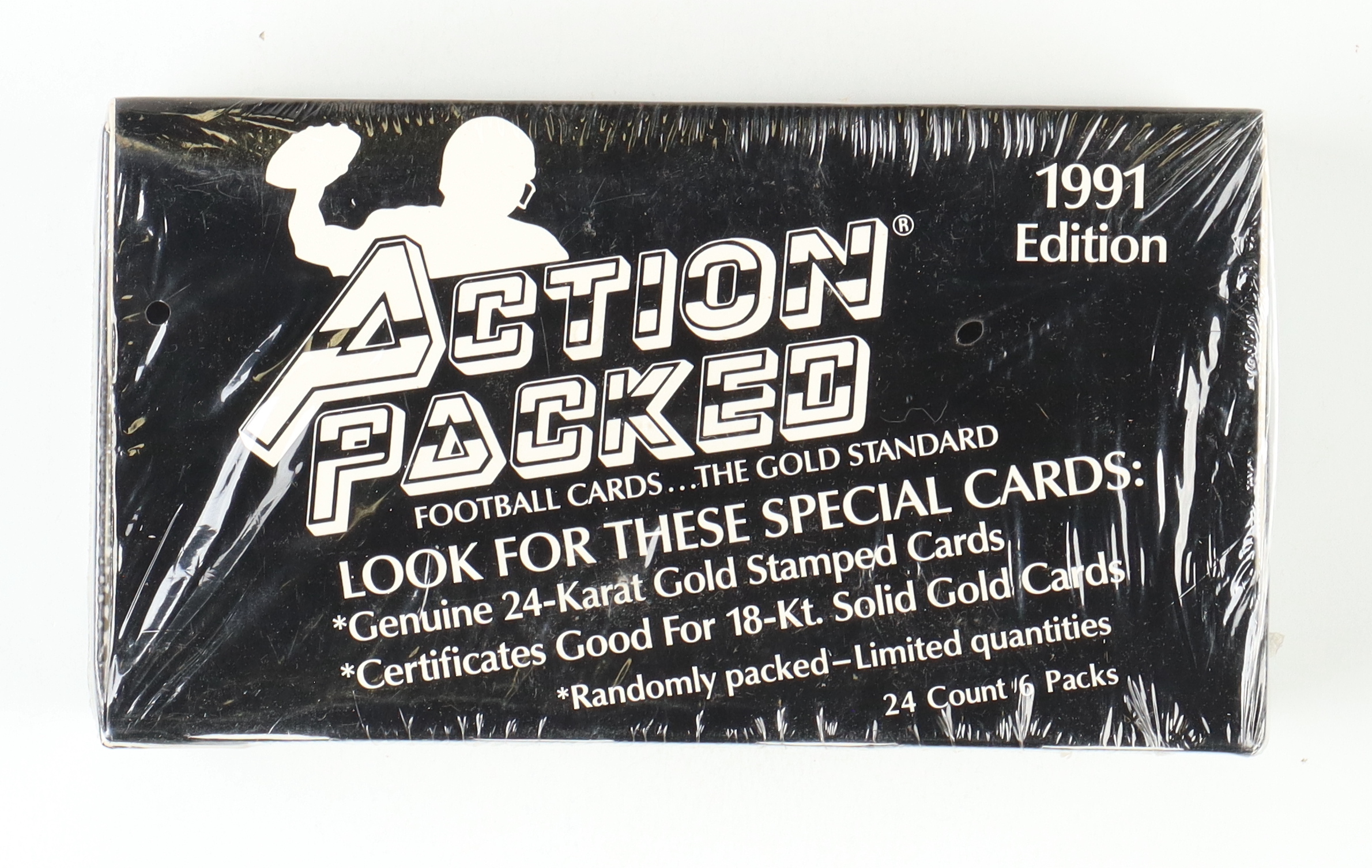 1991 Action Packed Football Wax Box with (24) Packs at PristineAuction.com 1991 Action Packed Football Wax Box with (24) Packs at PristineAuction.com
