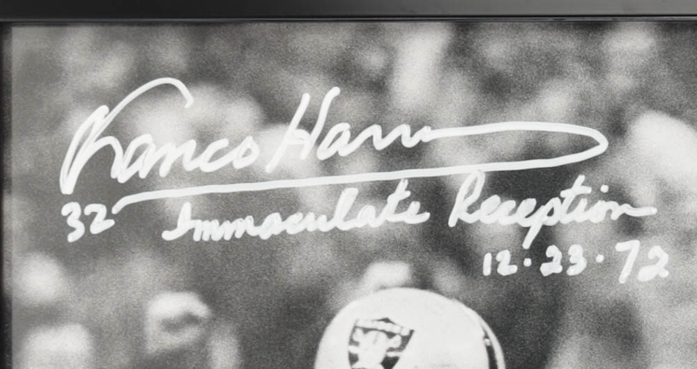 Franco Harris Signed Steelers Custom Framed Photo Display Inscribed "Immaculate Reception 12-23-72" (Beckett) at PristineAuction.com Franco Harris Signed Steelers Custom Framed Photo Display Inscribed "Immaculate Reception 12-23-72" (Beckett) at PristineAuction.com