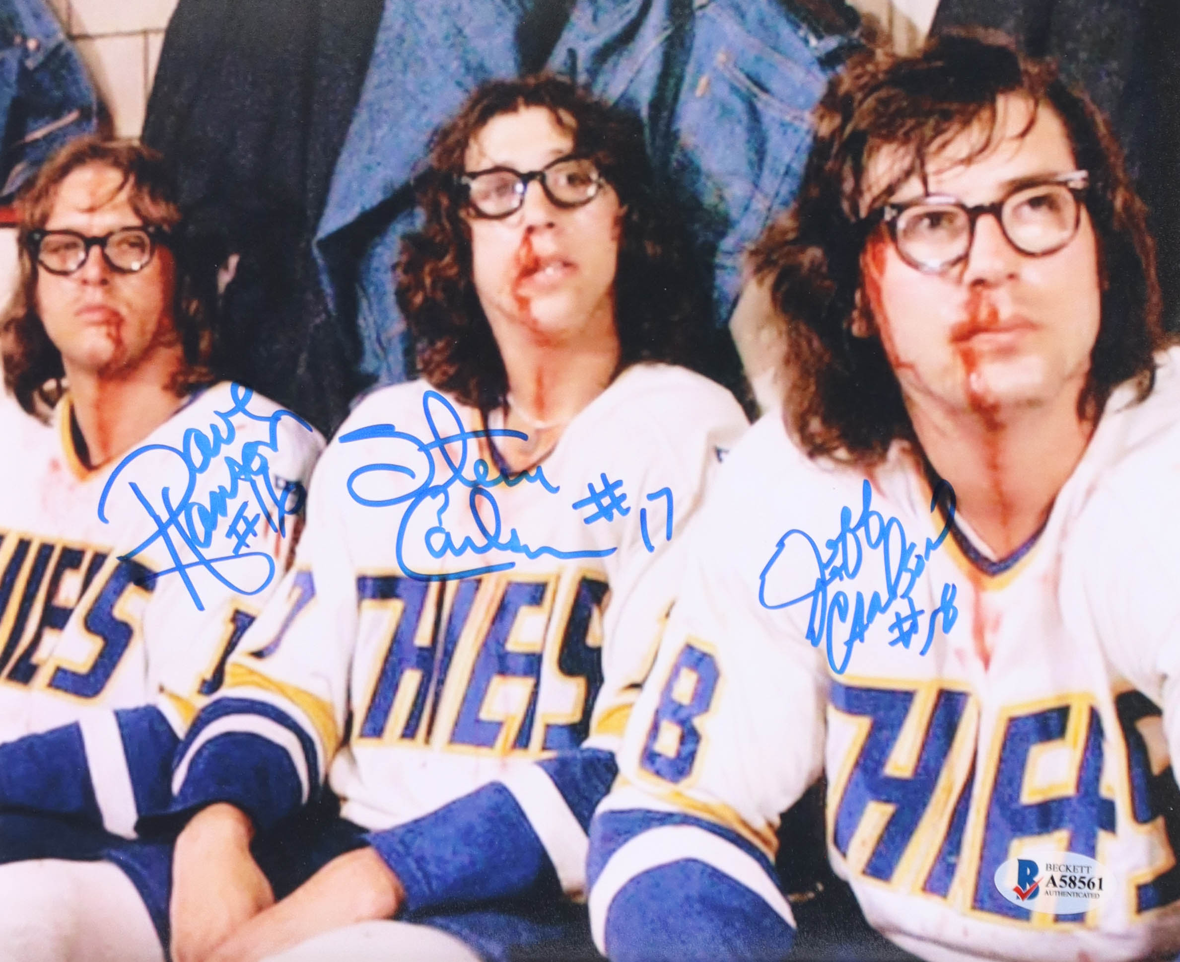 Dave Hanson, Steve Carlson & Jeff Carlson Signed "Slap Shot" 8x10 Photo (Beckett) at PristineAuction.com Dave Hanson, Steve Carlson & Jeff Carlson Signed "Slap Shot" 8x10 Photo (Beckett) at PristineAuction.com