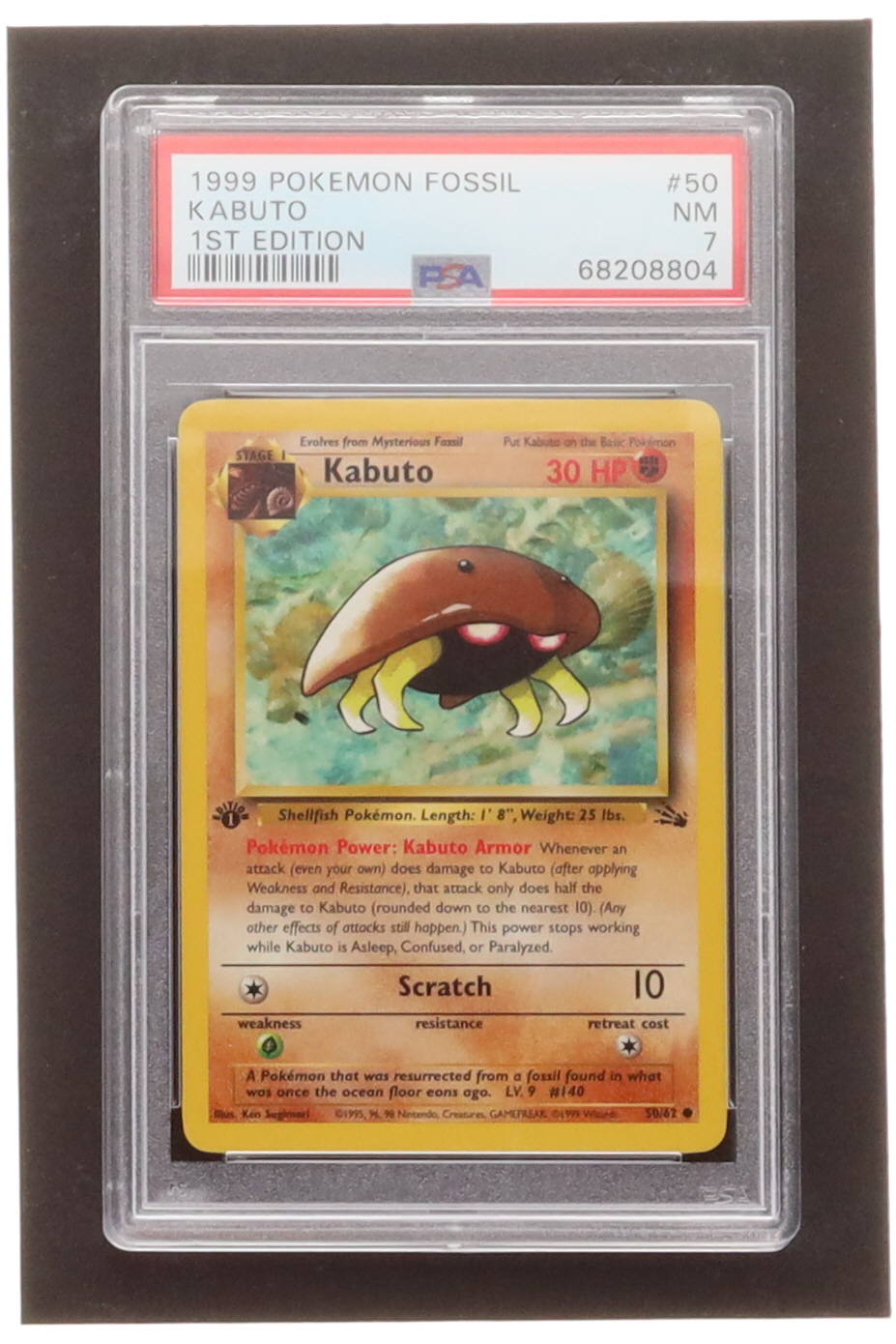 Kabuto 1999 Pokemon Fossil 1st Edition #50 (PSA 7) at PristineAuction.com Kabuto 1999 Pokemon Fossil 1st Edition #50 (PSA 7) at PristineAuction.com