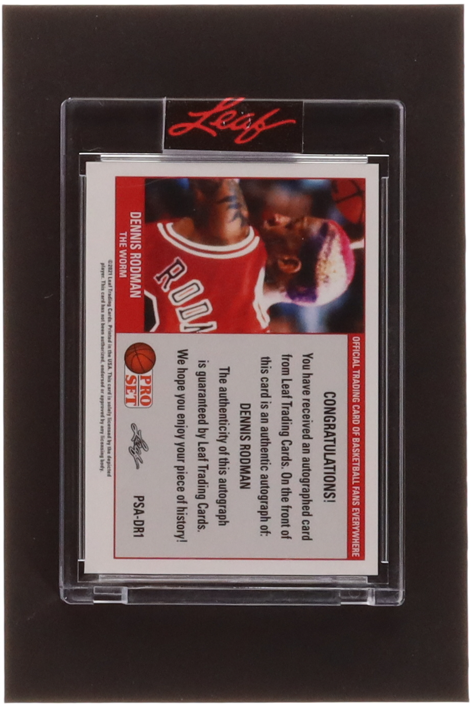 Dennis Rodman 2021 Leaf Pro Set Sports Autographs Red #PSADR1B VAR #38/55 at PristineAuction.com Dennis Rodman 2021 Leaf Pro Set Sports Autographs Red #PSADR1B VAR #38/55 at PristineAuction.com