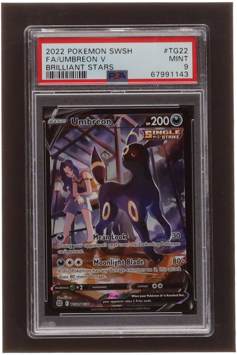 Umbreon 2022 Pokemon Sword and Shield Brilliant Stars Trainers Gallery #TG22 V URR (PSA 9) at PristineAuction.com Umbreon 2022 Pokemon Sword and Shield Brilliant Stars Trainers Gallery #TG22 V URR (PSA 9) at PristineAuction.com