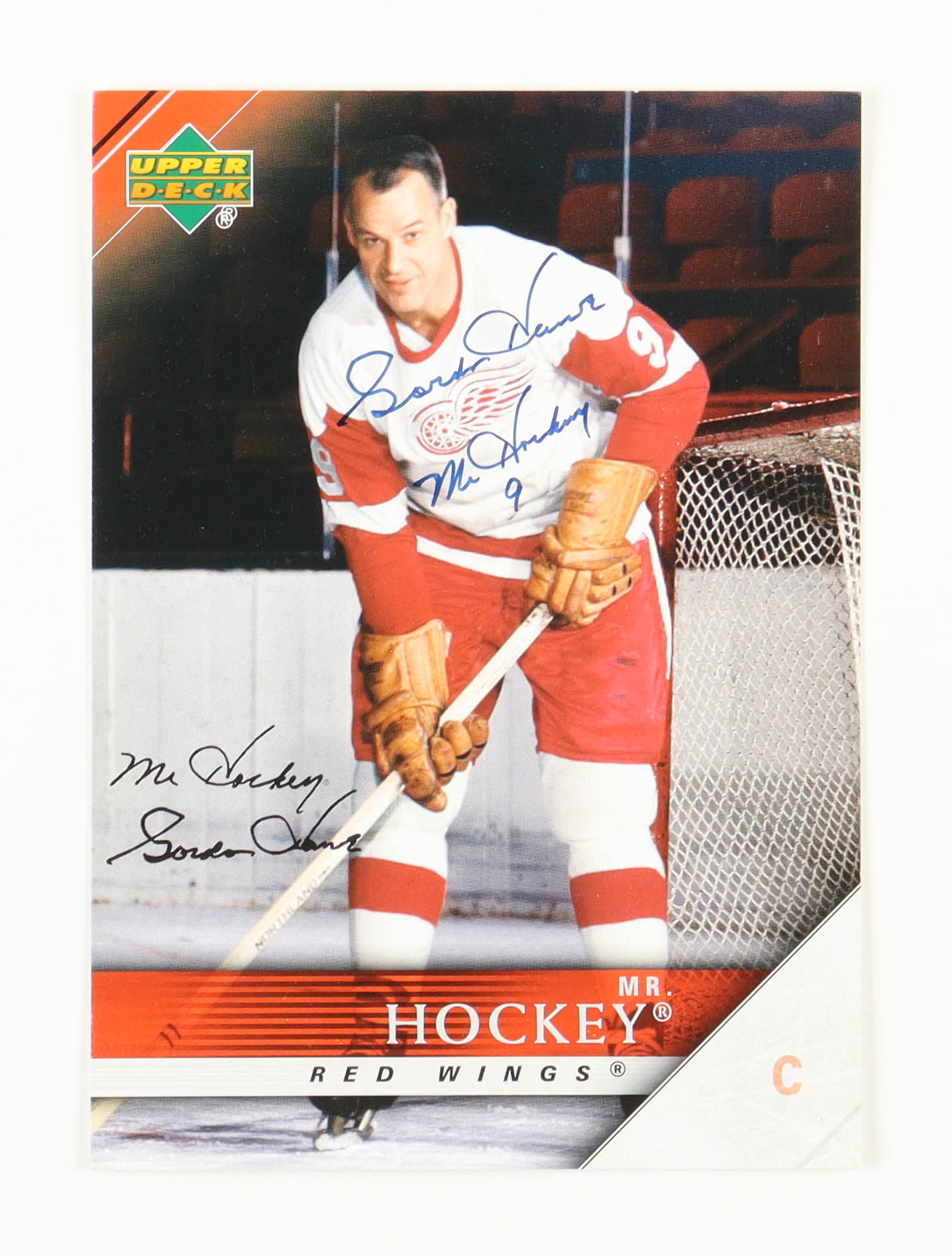 Gordie Howe Signed Red Wings Upper Deck Jumbo Hockey Card Inscribed "Mr Hockey" (JSA COA) at PristineAuction.com Gordie Howe Signed Red Wings Upper Deck Jumbo Hockey Card Inscribed "Mr Hockey" (JSA COA) at PristineAuction.com