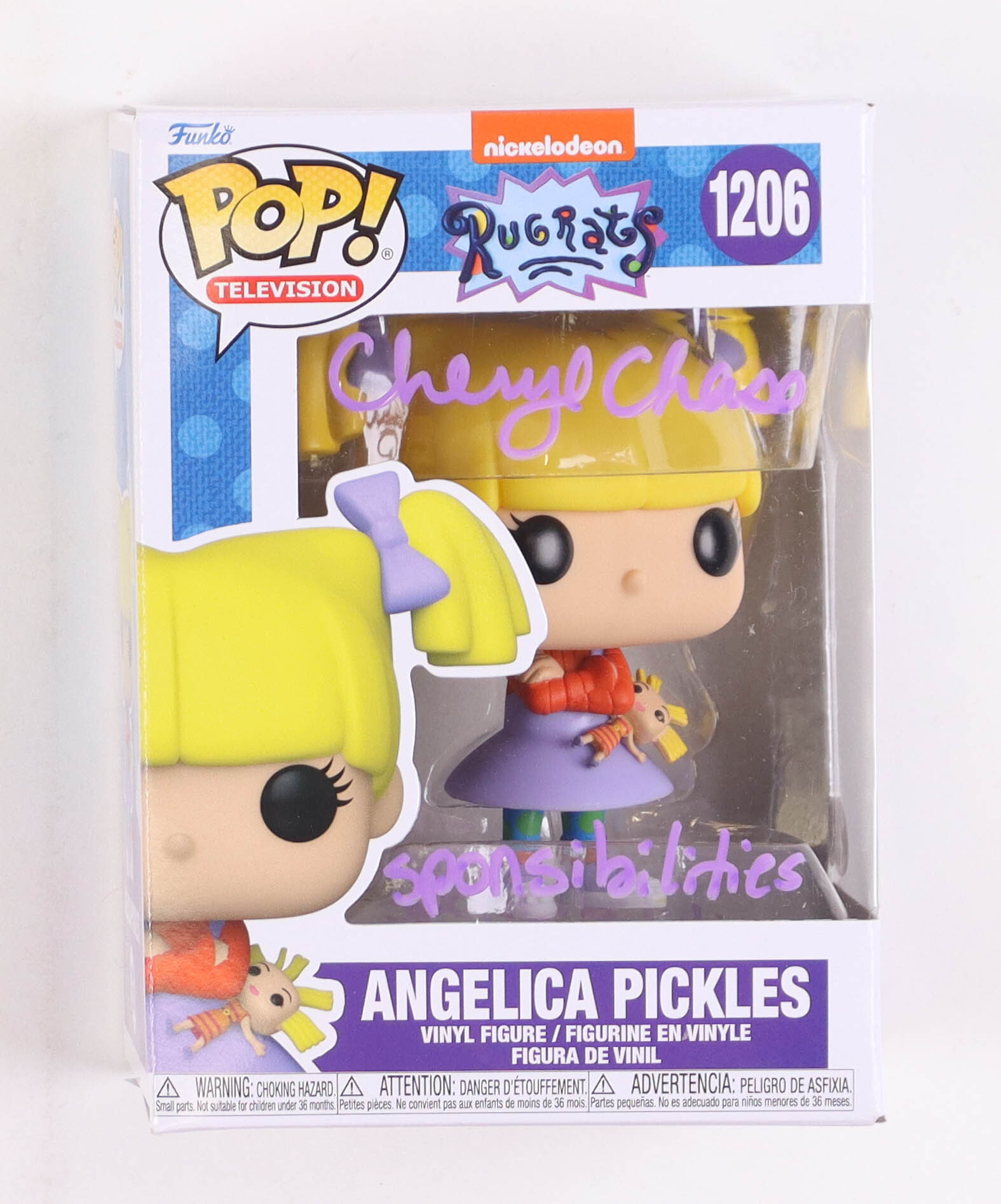 Cheryl Chase Signed "Rugrats" #1206 Angelica Pickles Funko Pop! Vinyl Figure Inscribed "Sponsibilities" (PSA) at PristineAuction.com Cheryl Chase Signed "Rugrats" #1206 Angelica Pickles Funko Pop! Vinyl Figure Inscribed "Sponsibilities" (PSA) at PristineAuction.com