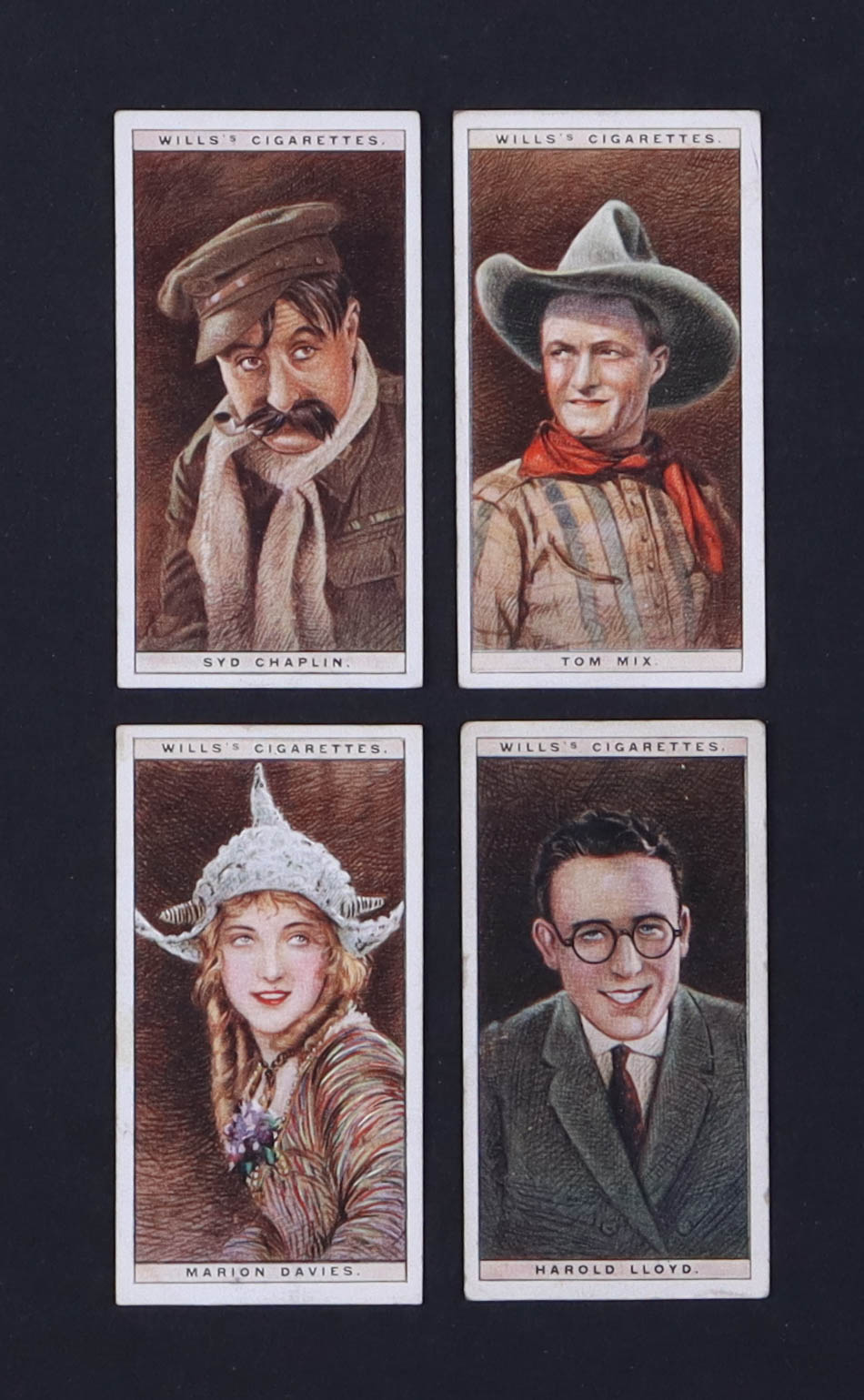 1928 Will's Cigarettes Cinema Stars 1st Series Complete Set of (25) Cards with Syd Chaplin #4, Harold Lloyd #15, Tom Mix #17 at PristineAuction.com 1928 Will's Cigarettes Cinema Stars 1st Series Complete Set of (25) Cards with Syd Chaplin #4, Harold Lloyd #15, Tom Mix #17 at PristineAuction.com