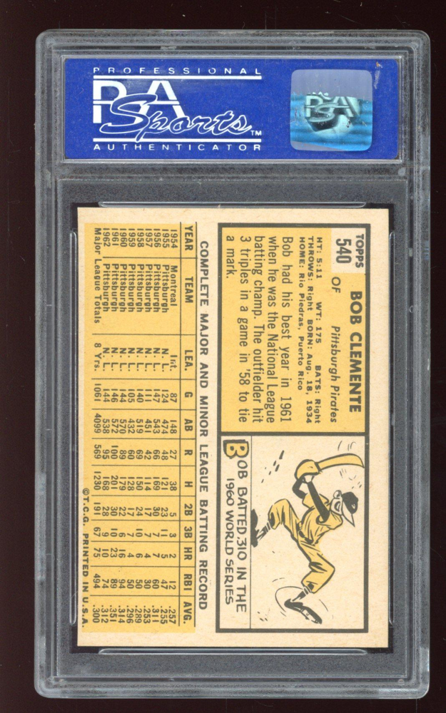 Roberto Clemente 1963 Topps #540 (PSA 8)(OC) at PristineAuction.com Roberto Clemente 1963 Topps #540 (PSA 8)(OC) at PristineAuction.com