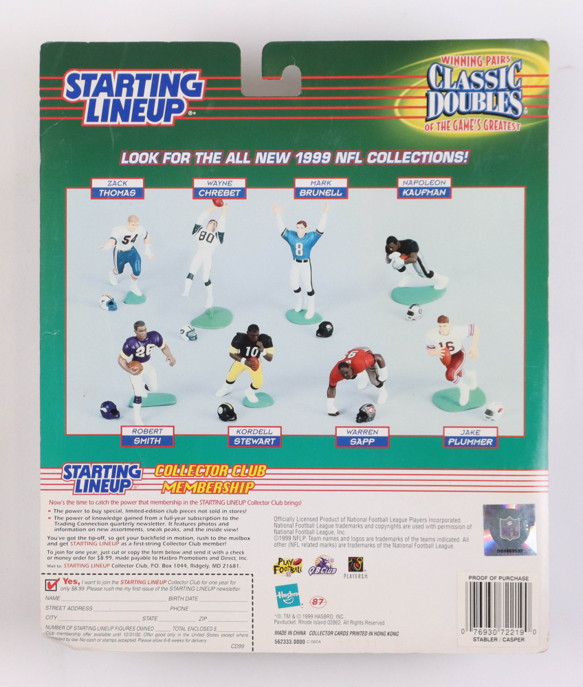 Ken Stabler & Dave Casper 1999 Starting Lineup Classic Doubles Figure with (2) Trading Cards