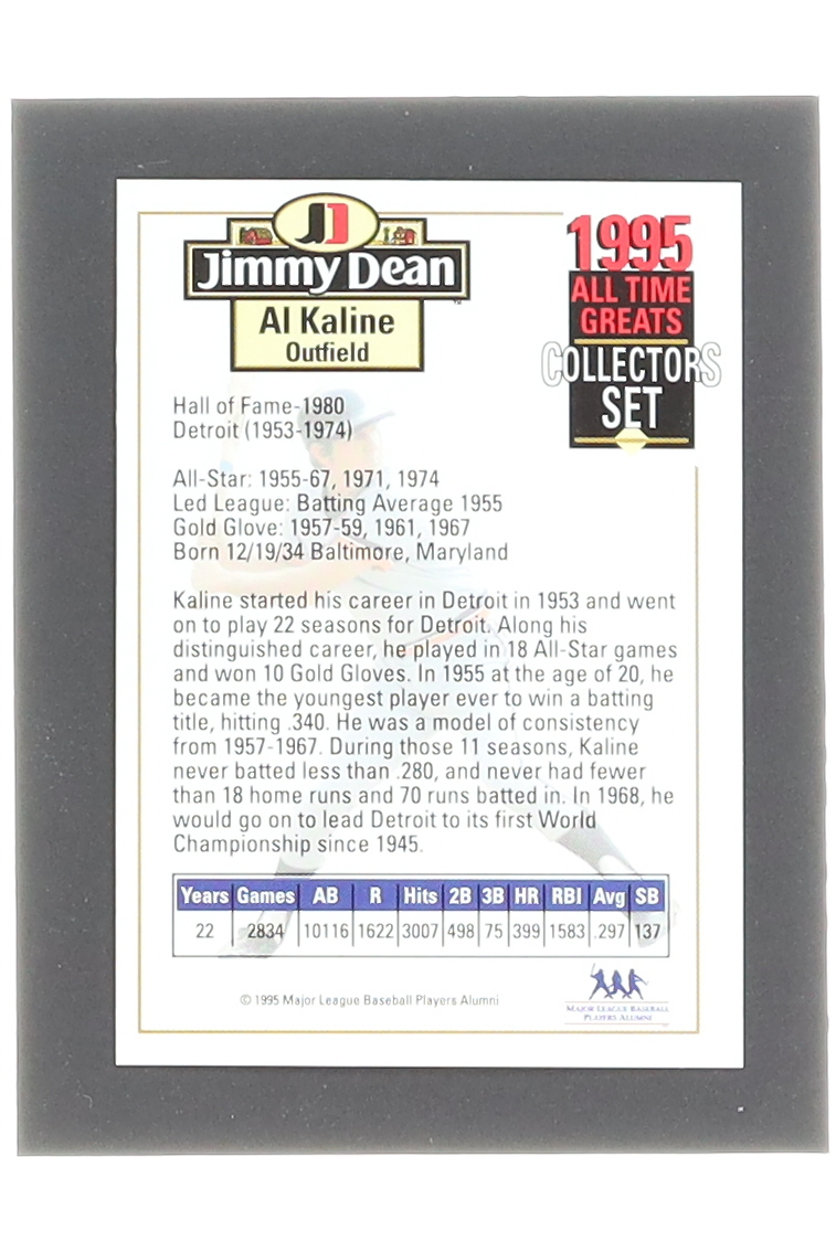 Al Kaline 1995 Jimmy Dean All-Time Greats #NNO AU at PristineAuction.com Al Kaline 1995 Jimmy Dean All-Time Greats #NNO AU at PristineAuction.com